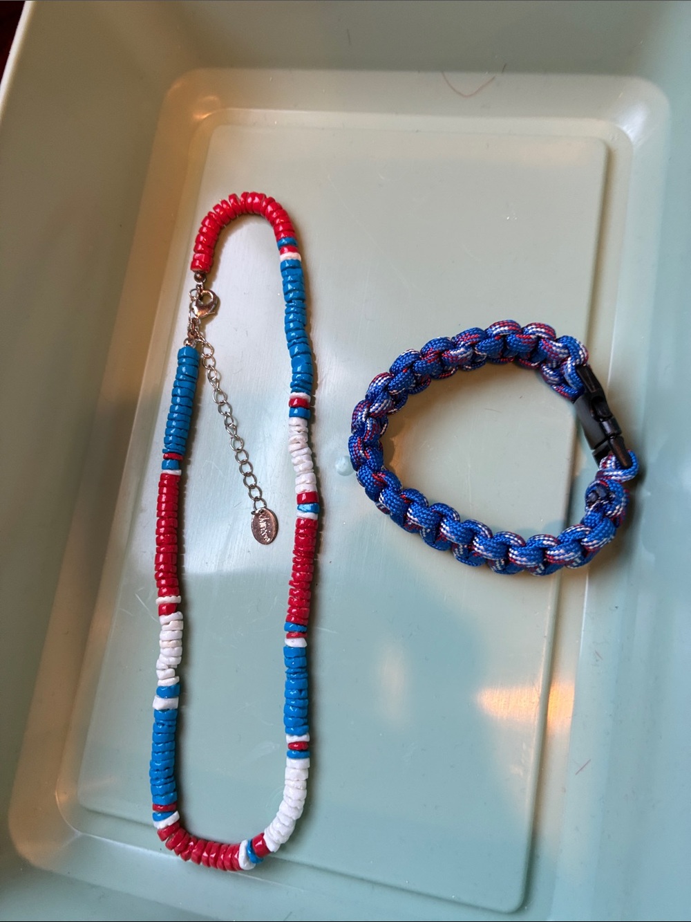 Y2K Claire’s Jewelry Beaded Necklace with Blue Braided Paracord Bracelet